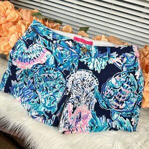 Lilly Pulitzer CALLAHAN KNIT SHORT High Tide Navy Party in Paradise Size 00